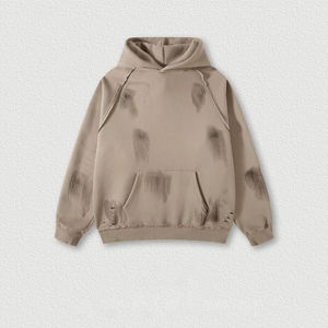 เสื้อฮู้ดแบบสวมหัวสำหรับผู้ชายโอเวอร์ไซส์ผ้าฝ้าย100% ซีดจางปรับแต่งได้สไตล์ไม่เหมือนใคร - Product Image 4