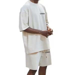 Conjunto personalizado de moda de verano para hombre, camiseta y pantalones cortos informales de algodón transpirable, chándal corto de 2 piezas - Product Image 6