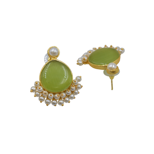 New Design <b>earring</b> Manufacturer Supplier Gold Plated Stainless Natural Stone Round <b>Stud</b> <b>Earrings</b> - Product Image 5