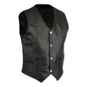 Nouvelle Collection Pakistan Usine Prix de Gros Hommes Motards Gilets En Cuir - Product Image 1