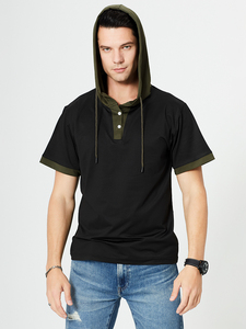 Pull à capuche en coton décontracté et actif pour hommes pour l'été Sweat à capuche à manches courtes Motif imprimé Vente en gros Printemps - Product Image 2