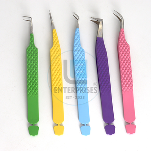 Juego de Pinzas de Precisión de Acero Inoxidable de Cinco Piezas al por Mayor OEM, Pinzas para Pestañas, Pinzas de Aislamiento de Volumen de Fibra, Logotipo Personalizado - Product Image 5