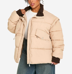 Nouveau design hiver femmes contraste bulle doudoune veste respirante réversible coupe-vent pleine manches surdimensionné OEM ODM Service - Product Image 3