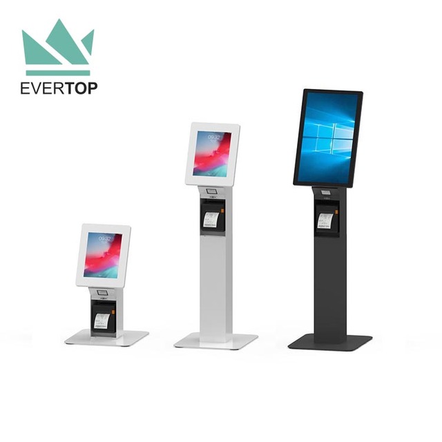 LSF17 Floor for iPad Kiosk Stand Self Service VESA Mount POS Stand Security Freestanding Tablet Kiosk Stand with Printer Scanner