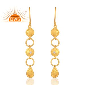 Superventas 925 plata esterlina 18K chapado en oro Natural Cz piedra preciosa pendiente Demi joyería fina fabricante - Product Image 1