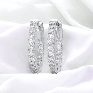 ต่างหูห่วง0.25สำหรับผู้หญิงทำจากเงินสเตอร์ลิงห่วงเล็กทรงกลมสวยงามแบบเรียบง่าย - Product Image 1