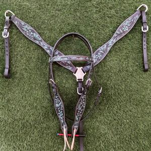 Cabecera de cuero con accesorios personalizados para caballos con coraza para montar a caballo, diseño occidental - Product Image 4