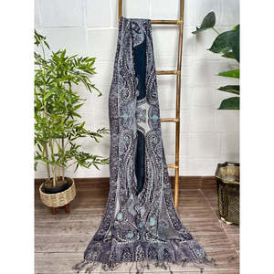 Hand Embroidered Suzani Knitted <b>Shawl</b> Pure Wool Warm Cozy <b>Wrap</b> Light Weight Soft Scarf Perfect Christmas Gift - Product Image 3