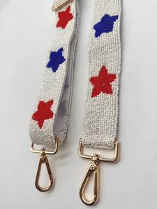Correa ajustable con cuentas de estrella roja, blanca y azul - Product Image 3