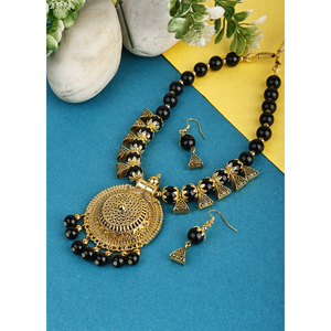 Perles rondes en onyx noir oxydé, bijoux de fête à pois (alliage) - Product Image 1