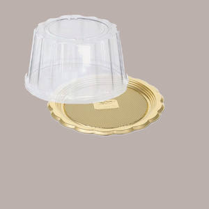 100 Pcs Mini Plastique Rond Or Medoro Plateaux de Service avec Couvercle Portion Unique DM 9.5 Alcas - Product Image 2