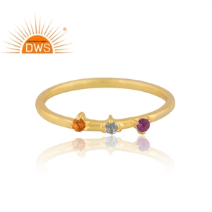 Diseño hecho a mano 925 Plata 18K chapado en oro Natural Multi anillo de piedras preciosas joyería personalizada para mujer regalo para ella - Product Image 3