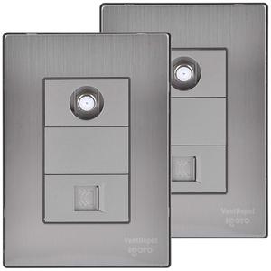 Connettore telefonico da parete, MXIUV-002, 2 pezzi, presa telefonica/coassiale, RJ11 CAT3, argento, acciaio inossidabile/PC. - Product Image 1