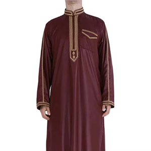 Jubbah pour homme, dernier design, respirant, couleur unie, mode islamique, col rond, Thobe / Thawb, uni, teinture unie, pour adultes, respirant - Product Image 2