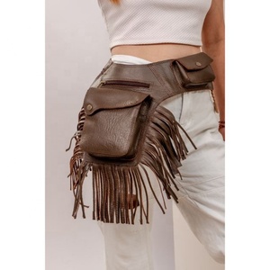 LW Real hecho a mano gamuza cuero Multi bolsillos cintura bolsas con correa ajustable elegante Unisex cuero utilidad riñoneras - Product Image 1