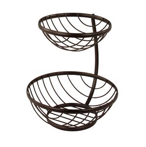 Proveedor al por mayor, servidor de 2 niveles Ashley, acabado de bronce y acero resistente, uso diversificado, fruteros apilados en GARAJE, producen vegetales - Product Image 1