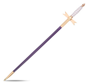 Espada de acero de Damasco forjada a mano con protector de latón dorado y vaina de cuero negro - Product Image 4