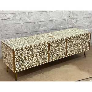 Mesa de centro redonda con incrustaciones de hueso Diseño clásico de lujo de calidad para muebles para el hogar Precio al por mayor - Product Image 2