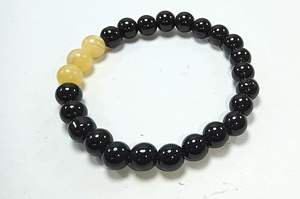 Bracelet en cristal Obsidienne noire et Citrine jaune Perles rondes Bracelet 8mm Pierre précieuse Mode Cadeau pour homme et femme Énergie - Product Image 4