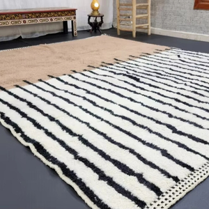 100% tapis marocain à rayures nouées à la main tapis en laine d'excellente qualité pour salon Style moderne 8x10 pieds - Product Image 1