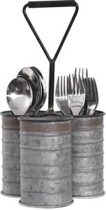 Porte-ustensiles moderne en métal galvanisé à 3 compartiments Diviseurs robustes Organisateur de table Maison Cuisine Fête Couverts Cuillère Repose - Product Image 3