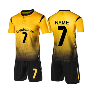 Maillot de football personnalisé pour adultes, jaune et noir, respirant, anti-humidité, protection UV, uniforme de football personnalisé, short - Product Image 5