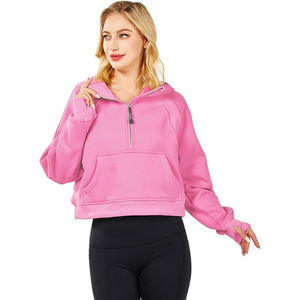 Venta al por mayor de sudaderas con cremallera media personalizadas sudaderas con capucha recortadas chaquetas de lana para mujer cuarto de cremallera pulóver trajes de otoño ropa de invierno - Product Image 6