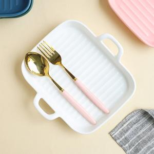 Venta caliente forma rectangular diseño simple bandeja de servicio de metal con asas de diseño elegante de acero inoxidable con logotipo personalizado - Product Image 2