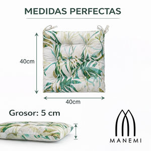 Coussins de chaise matelassés hydrofuges 40x40x5 cm pour intérieur/extérieur avec sangles de fixation, faciles à nettoyer, coussins lombaires et d'assise - Product Image 3