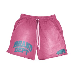 Women Acid Wash Shorts 420 GSM Cotton Polyester Fleece Beige Raw Hem Custom Screen Print Logo Casual Fit women's shorts - Product Image 4