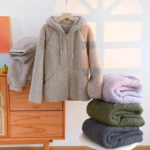 Otoño Invierno nuevas mujeres cálido suave pareja Coral polar Pijamas 2 piezas traje de Casa Casual pijamas con capucha ropa de noche - Product Image 6