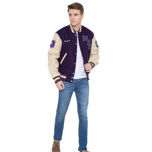 Blousons universitaires d'hiver pour hommes fabriqués en usine, avec patchs brodés personnalisables sur le devant, 100 % polyester, style urbain - Product Image 5