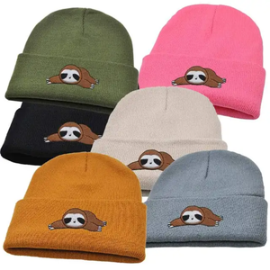 Gorro de invierno de Jacquard personalizable, gorro de punto cálido con patrón de camuflaje de dibujos animados, suave y cómodo, gorro de viaje de negocios con logotipo - Product Image 1