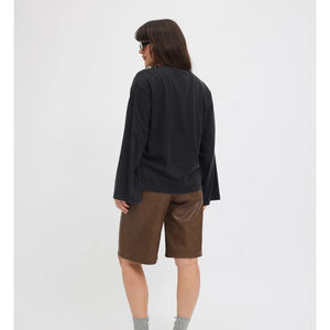 Camiseta de Verano de Moda Urbana para Mujer, al por Mayor, de Algodón, Lavado Ácido, Talla Grande, de Alta Calidad, Manga Larga, Peso Pesado, con Logotipo Personalizado - Product Image 3