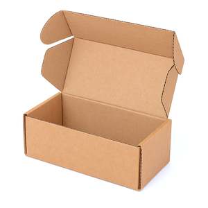 Self-Assembly Postal <b>Box</b> 18x10x9.4 cm <b>Brown</b> Kraft Cardboard Sturdy Lid for Postal Shipping Features Embossing Recycled Materials - Product Image 1