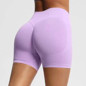 Shorts de sport athlétiques pour femmes, couleurs unies, sexy, taille haute, pour le cyclisme, le yoga et l'entraînement, effet push-up - Product Image 2