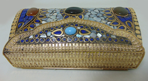 กระเป๋าคลัทช์หินโมเสคสีดำโบราณ งานแต่งงาน ทองเหลือง Mop Lowellcraft.com แบบฝาปิด - Product Image 4