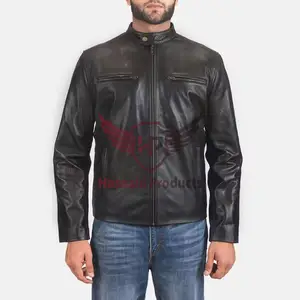 Оптовая продажа, модная черная кожаная куртка для мужчин, новейший дизайн, натуральная 100% кожаная куртка из овчины по непревзойденным ценам