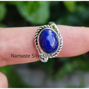 <b>Lapis</b> <b>Lazuli</b> Silver <b>Ring</b> Inlaid Gemstone Sterling Silver Jewelry Perfect Gift for Her - Product Image 5