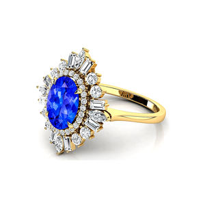 Bagues solitaires en or massif 9 carats avec tanzanite et diamants véritables, haute qualité, pierre de naissance, bagues de fiançailles et de mariage, vente en gros - Product Image 4