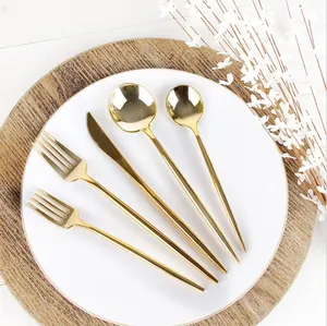 Travel Outdoor Party Besteck Elegantes modernes Gold Silber Einweg besteck, Messer Gabel Löffel Besteck Set