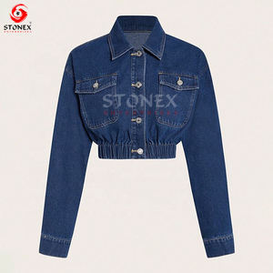 Derniers modèles de vestes en jean recadrée pour femmes vente de gros veste courte en jean personnalisée pour femmes - Product Image 3