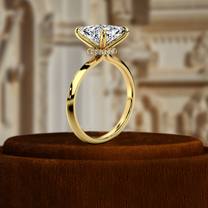 Bague de fiançailles solitaire en diamant de laboratoire taille princesse 1 carat certifiée IGI, or jaune 14 carats, demi-pavé, bague de mariage, bague de promesse - Product Image 6