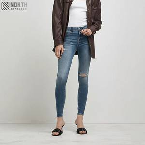 2025 Ladies Mid Waist Stretchy Denim <b>Jeans</b> High Quality Breathable 3D Solid Pattern Pocket Casual Straight Style - Product Image 6