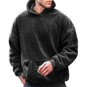 Nouveauté : sweat-shirts à capuche en fourrure pour homme avec poche, couleur noire, coupe ajustée, grande taille, streetwear, sweat-shirt pour garçon - Product Image 6