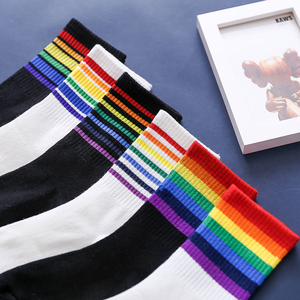 New rainbow Striped Pride <b>Socks</b> Sport Cotton <b>Socks</b> Student Pop Unisex rainbow <b>Socks</b> - Product Image 5