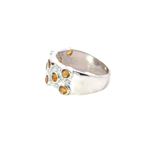 Anillo de ajuste de bisel de banda de burbuja de diamante americano elegante Unisex, piedra de nacimiento de noviembre, corte citrino rodio para bodas y fiestas - Product Image 3