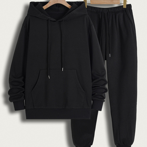 Survêtement uni pour hommes avec logo personnalisé et demi-fermeture à glissière avec poche kangourou pour hommes avec personnalisation complète - Product Image 1