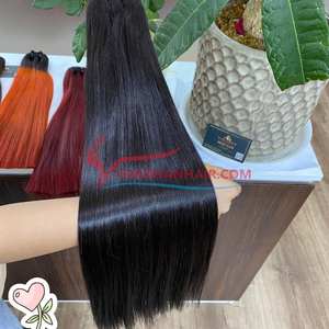 Extensiones de cabello humano vietnamita virgen natural de trama recta de color negro Super doble dibujado 100% Remy Raw Virgin - Product Image 4