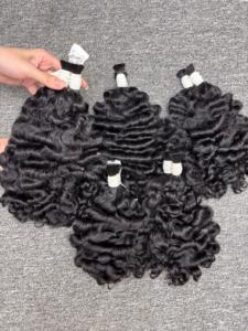 Extensiones de cabello rizado Remy virgen vietnamita de alta calidad, precio al por mayor de fábrica sin procesar a granel, extremos dobles dibujados para trenzar - Product Image 3